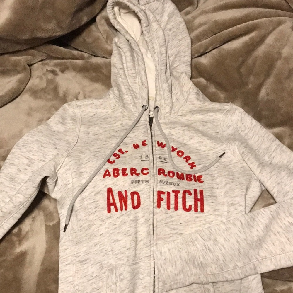 Abercrombie & Fitch grey womens zip hoodie Large